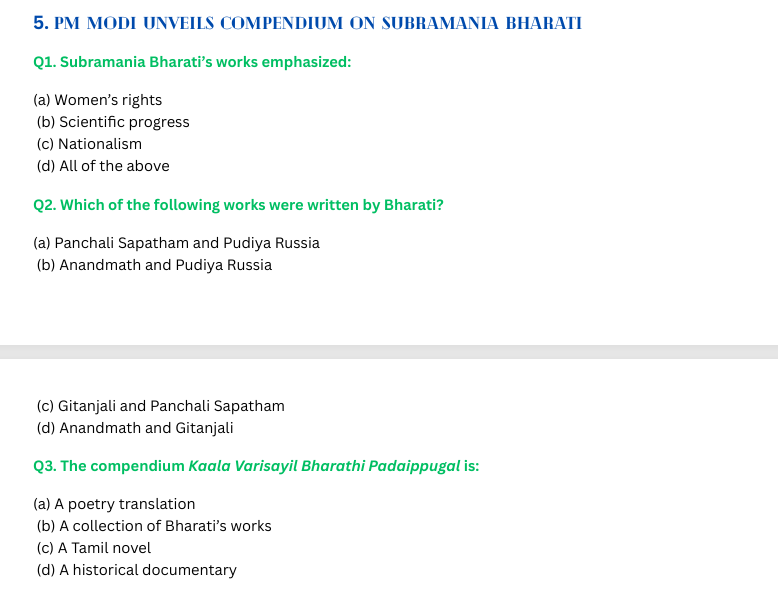 PM Modi Unveils Compendium On Subramania Bharati